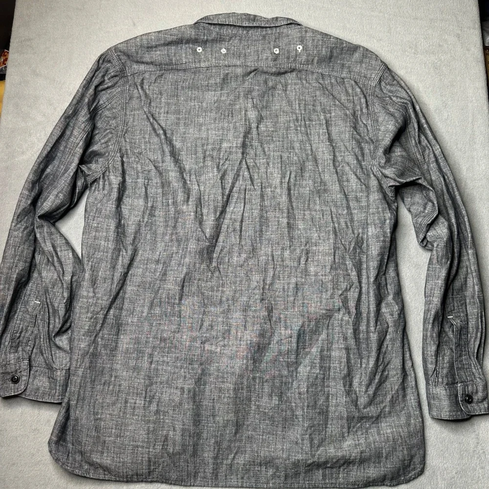Birdwell Beach Britches Button Down‎ XXL Gray Chambray Long Sleeve Made in USA - Picture 9 of 10